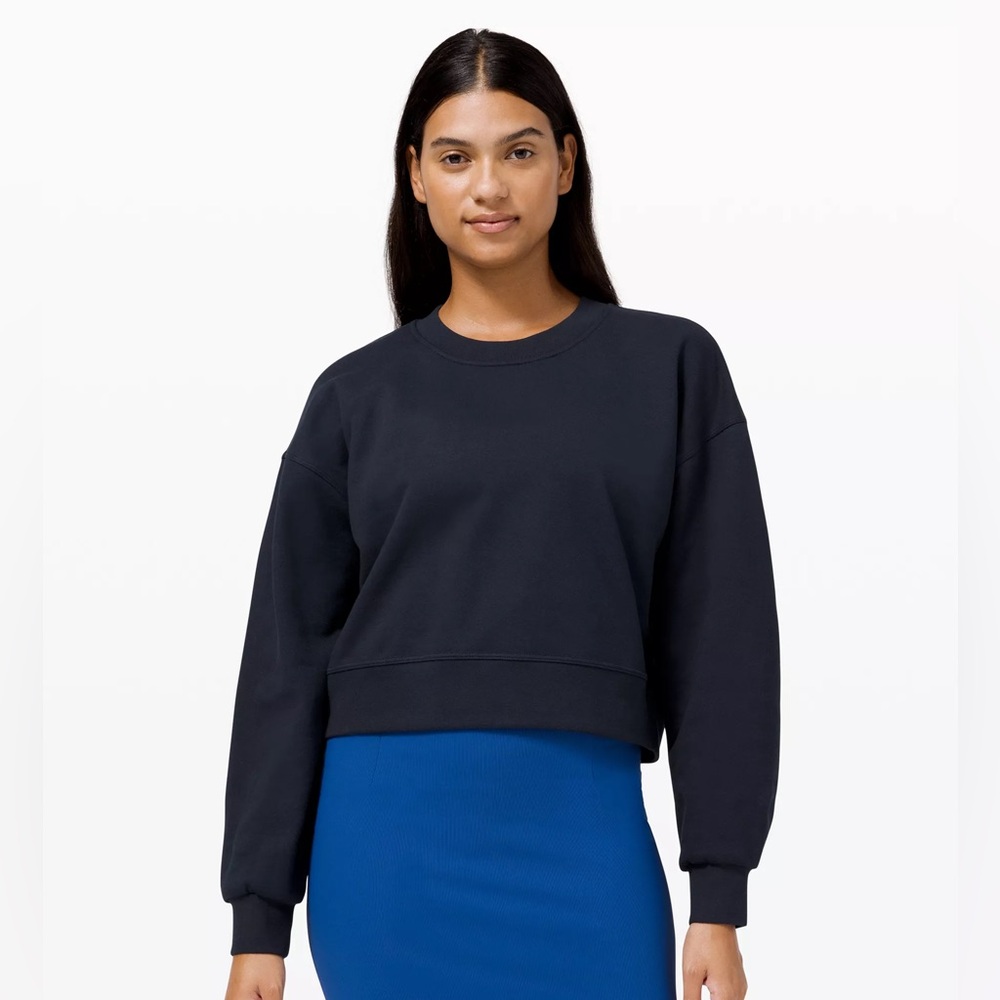 Lululemon Athletica Perfectly Oversized Cropped Crew French Terry Blue Size 6